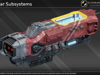 Scifi Mobile Shipyard Class I Low-poly 3D model