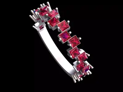 Square Princess Cut Diamond Ring 3D Model 3D print model