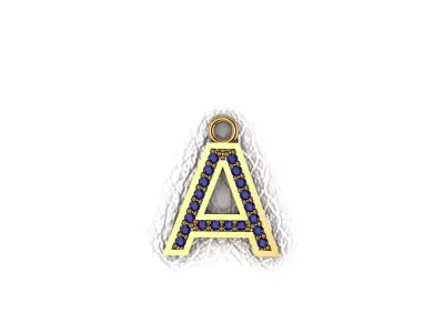 Alphabet Collection cross pendant with sapphires 3D print model