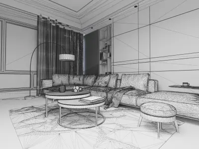 Interior Dining Room design scene 05 3D model