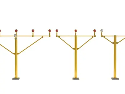 Airport Approach Light Masts Pack Aviation Lighting  Low-poly 3D model
