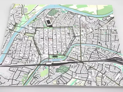Cityscape Carcassonne France 3D model
