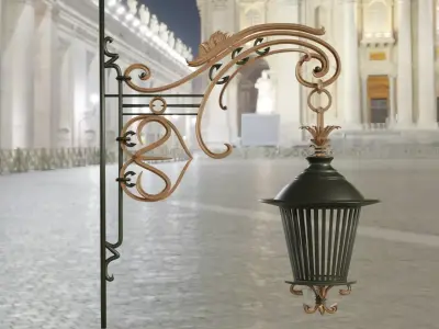 Wrought street lamp retro iron work 3D model