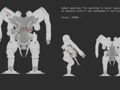 Lowpoly model robot - mech 3D model Low-poly 3D model