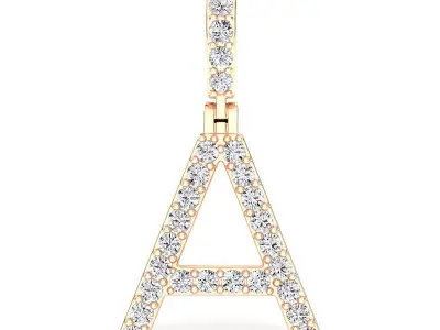 Alphabet A-letter single row pendant 3D print model