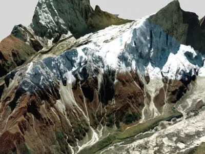  Mountain landscape Lanjam Glacier Gandaki Pradesh Nepal 3D model