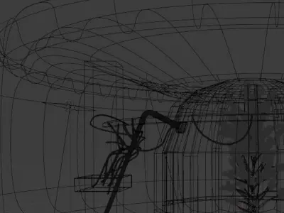 Scifi space dome with tree cyberpunk laboratory 3D model