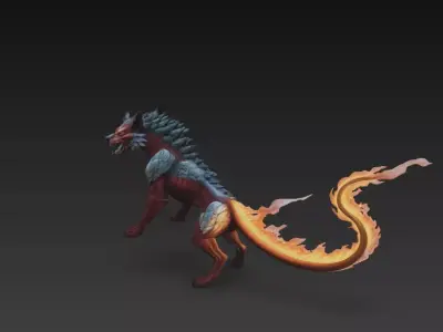 figura mitologica animal perro medieval  3D print model