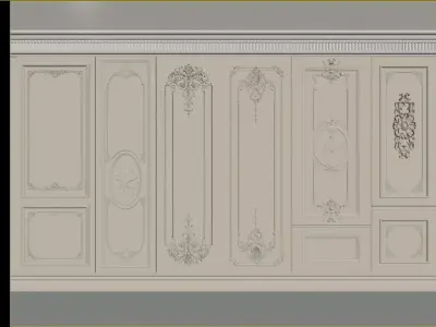 French carved wainscoting 3D model