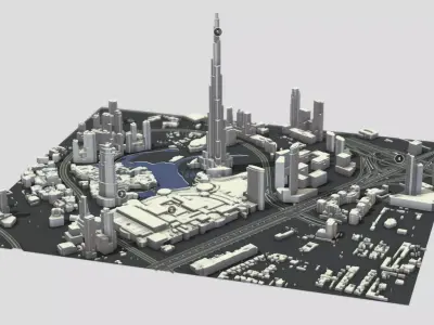 Burj khalifa dubai tower 3d model 4 sqkm area 3D model