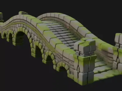 Forest Old Bridge 3d Model 3D model