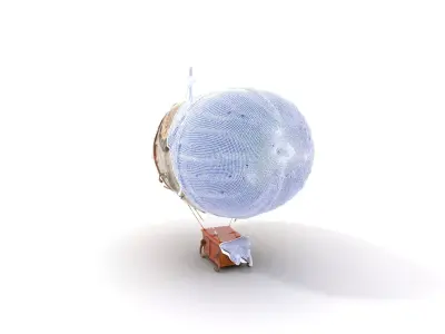 Vintage Steampunk Airship model pack Low-poly 3D model