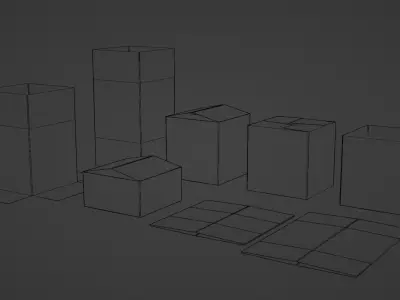 Low-Poly Cardboard Boxes Low-poly 3D model
