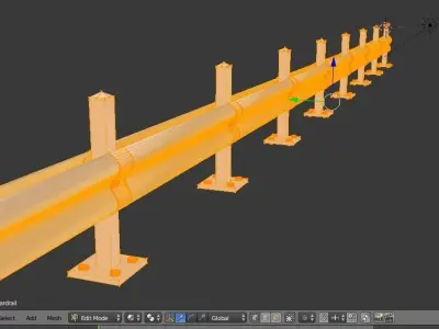 Road Safety Barrier guard rail 3D model