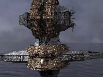 Ocean Cyberpunk Atlantis Deep city ring 2 designs 3D model