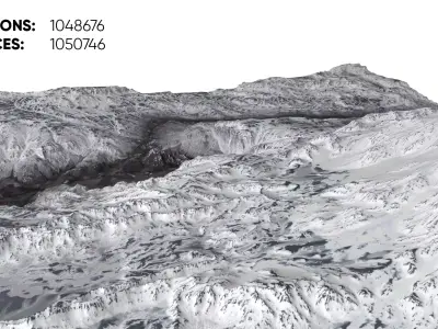 Snow Covered and Icy terrain 3D model