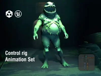 Swamp Monster with Algae Low-poly 3D model