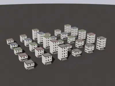 Cartoon Building Low Poly Building I 30 Variant Low-poly 3D model