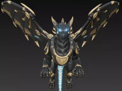 Mechanical Dragon Bundle  4 Flying Sci-Fi Dragon 3D model