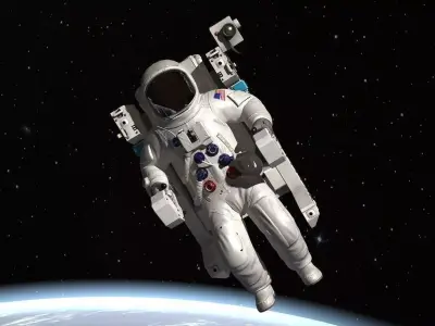 NASA Astronaut with MMU backpack rigged for Maya 3D model