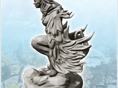 Crouching Winged Harpy 7 - Medieval Fantasy Magic Feudal Old Arc 3D print model