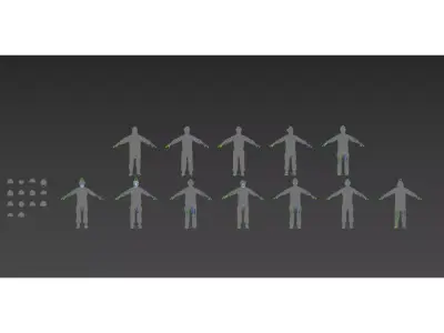 Firefighter figures Low-poly 3D model