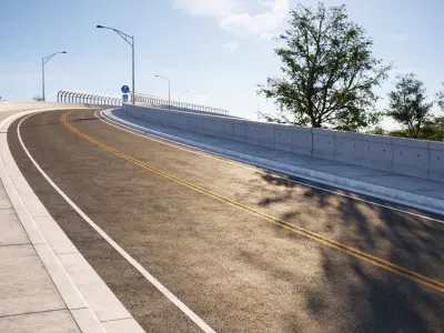 New Asphalt road with lines texture 3D model