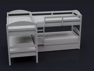 Kids Bed  Low-poly 3D model