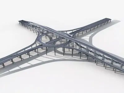 Highway Road Viaduct Flyover 05 3D model