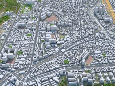 Cheonan Downtown South Korea Low-poly 3D model