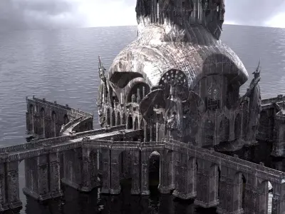 Angelic Cathedral Tower Turrets 3D model