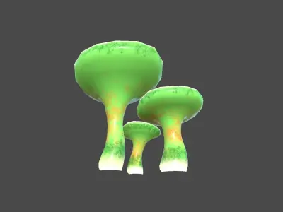 Fantasy Mushroom J09 Green Orange - Scene Backdrop Design Low-poly 3D model