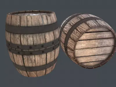 Barrel game-ready props Low-poly 3D model
