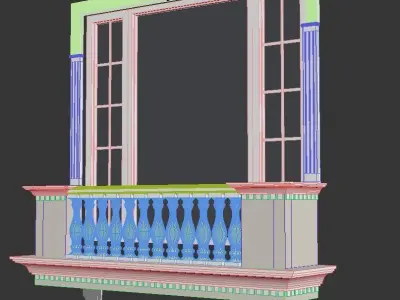 Window with railing 3D model