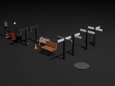 Street Objects Free low-poly 3D model