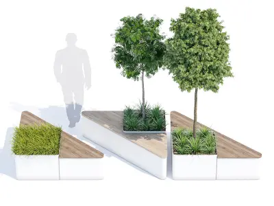 Triangle three planters 3D model