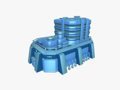 SciFi Hospital A03 Blue - Sci Fi Exterior Design Low-poly 3D model