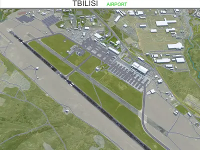 Tbilisi Airport 10km Low-poly 3D model