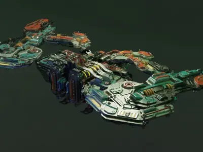 Spaceship Low-poly 3D model - Low-poly and Textured