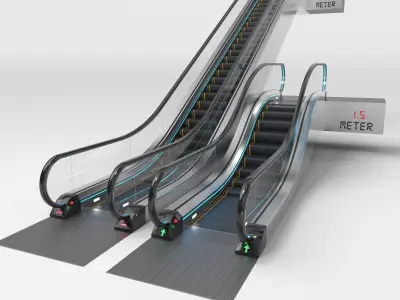 Escalator and Moving Walkway Adjustable and Rigged 3D Model Pack