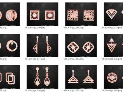 68 Light wt minimalistic earrings collection  3D print model