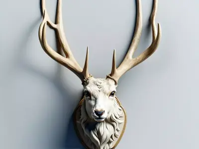 Stylish Deer Head Wall Mount Low-poly 3D model