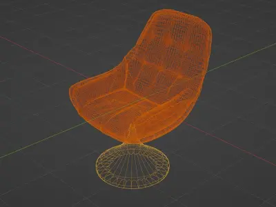 Luxurious 3D Model of Armchair with Leather Upholstery Low-poly 3D model