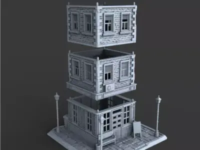 Stylized 3D Low Poly Building  Game Ready Asset  3D print model
