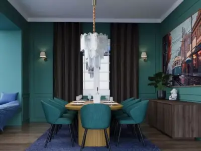 dining space with table and chair 3D model