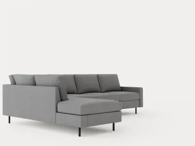 Peppe 3 Seater Sofa With Chaise Lounge Left Light Gray Low-poly 3D model