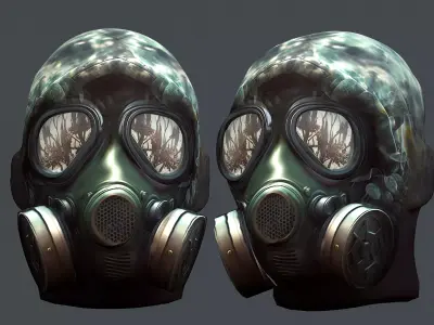 Gas mask helmet 3d model military combat fantasy cyborg  Low-poly 3D model