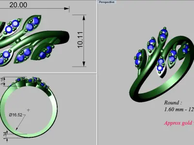 light weight gold diamond rings-C111116SKCH2026035-wt-0-5 3D print model