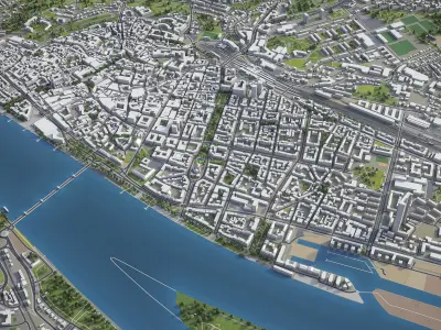 Mainz - Wiesbaden - 2 cities Low-poly 3D model