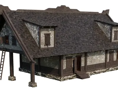 Old Medieval House Building 4K Textures GameReady 94 Low-poly 3D model